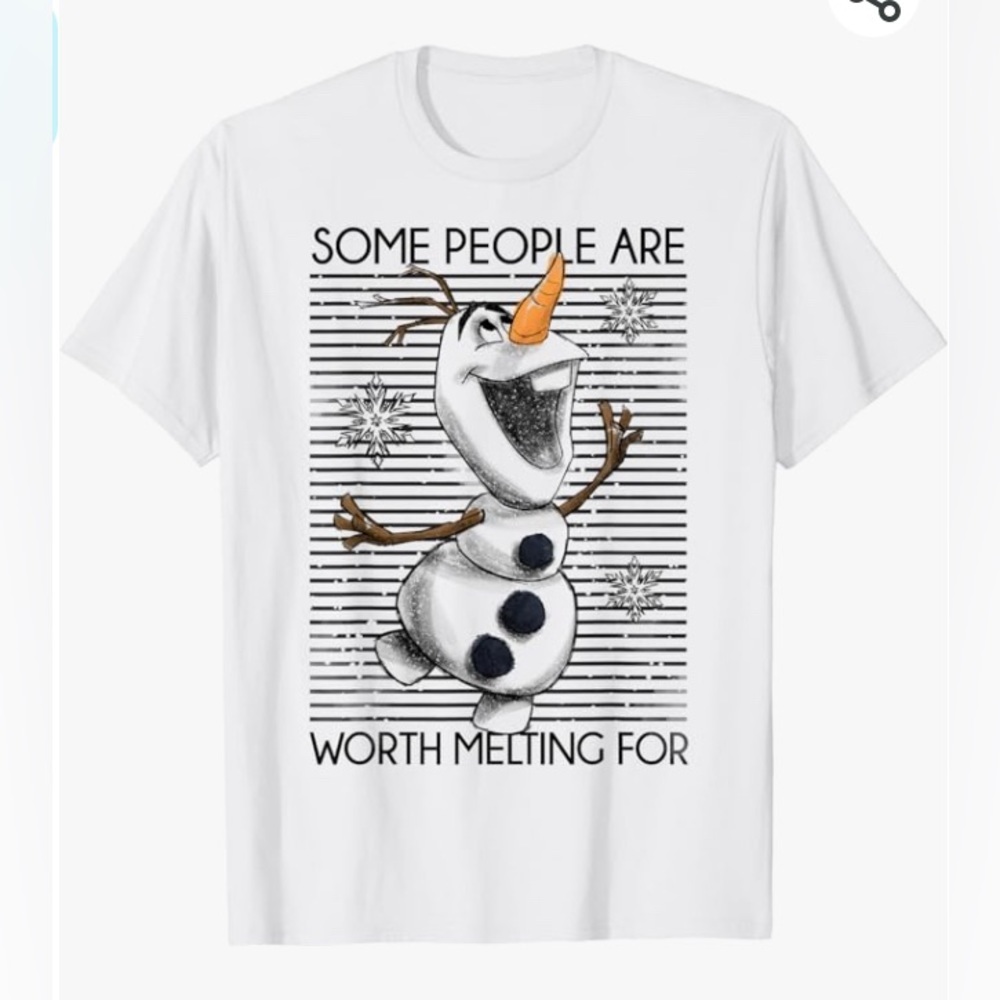NWT Small, Disney Frozen Olaf Some People Are Worth Melting For T-Shirt